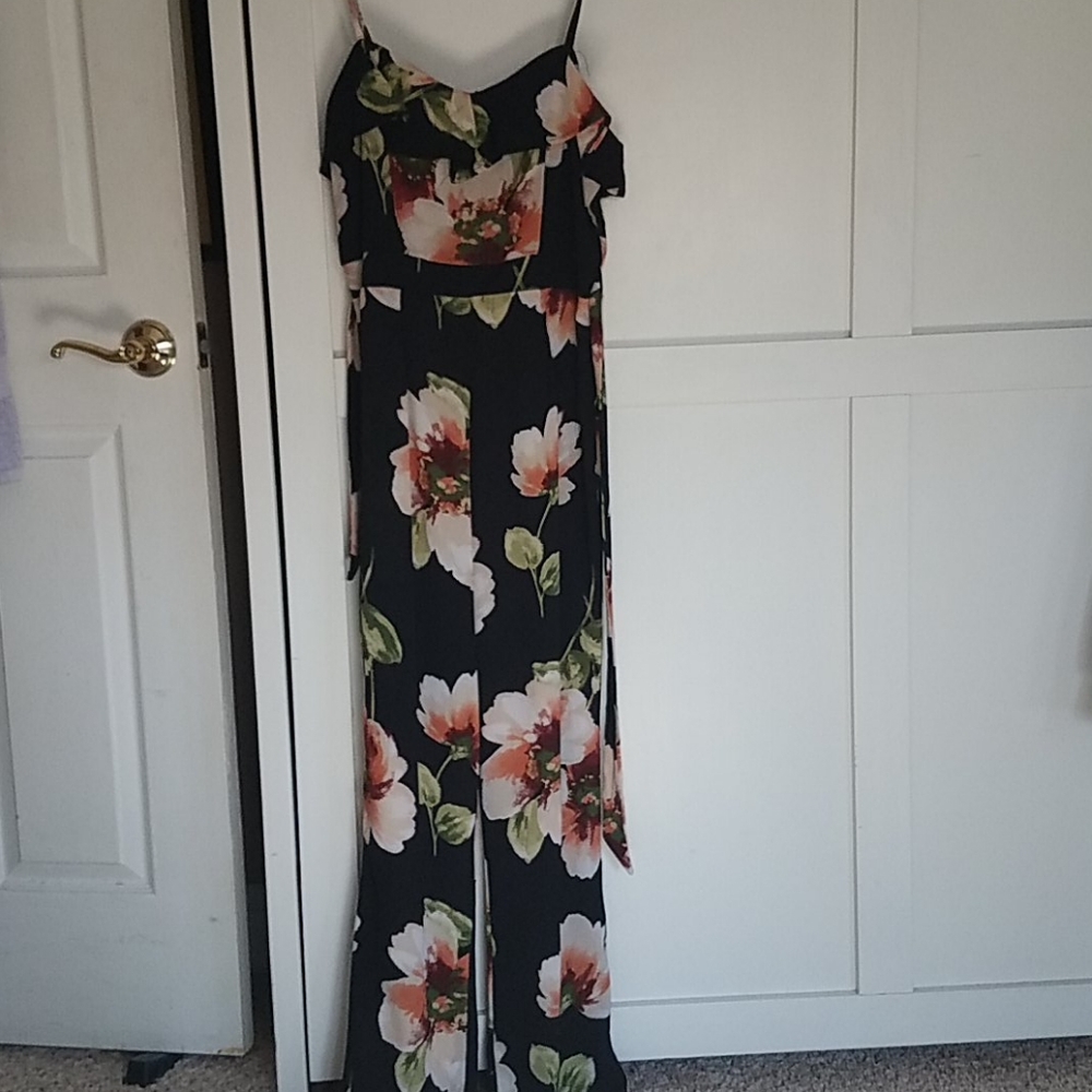 Venus Black multi flower jumpsuit